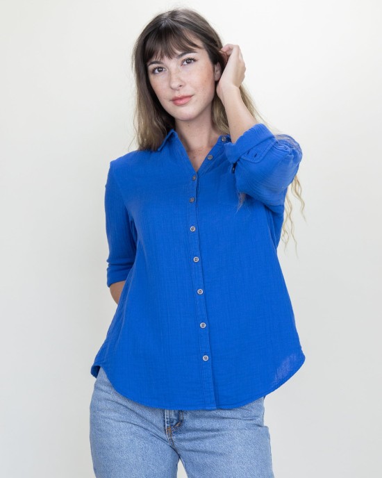 Naomi Shirt Dodger Blue Gauze