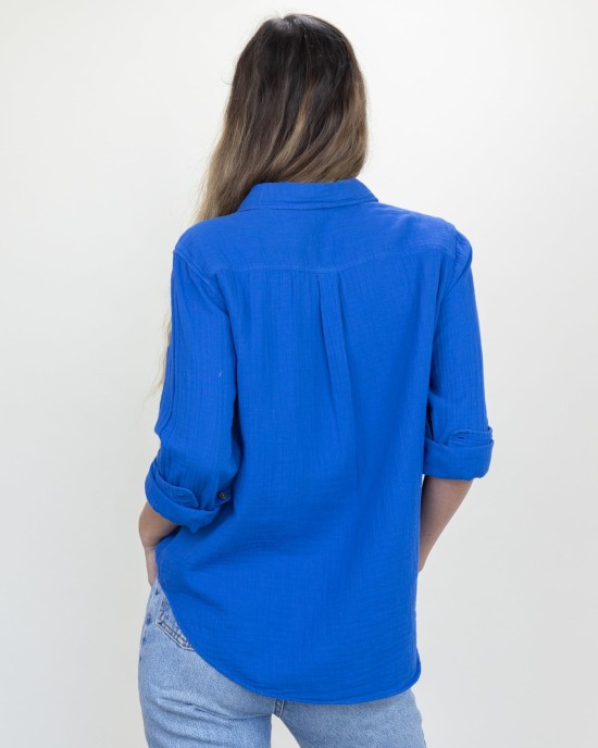 Naomi Shirt Dodger Blue Gauze