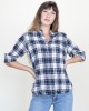 Monet Top English Plaid Crinkle