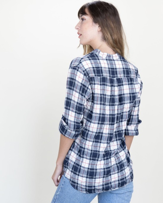 Monet Top English Plaid Crinkle