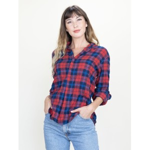 Monet Top Barn Red Plaid Crinkle no