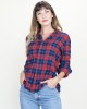 Monet Top Barn Red Plaid Crinkle no