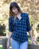 Monet Top Anchor Plaid Crinkle