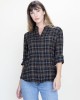 Monet Top Chestnut Plaid Crinkle