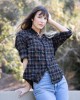 Monet Top Chestnut Plaid Crinkle