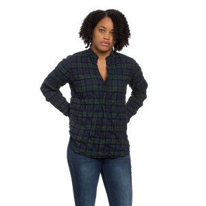 Monet Top Blackwatch Plaid Crinkle