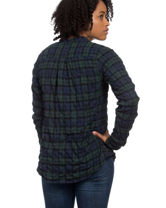 Monet Top Blackwatch Plaid Crinkle