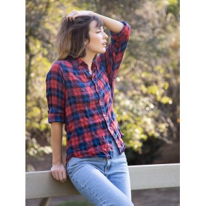 Work Shirt Barn Red Plaid Crinkle