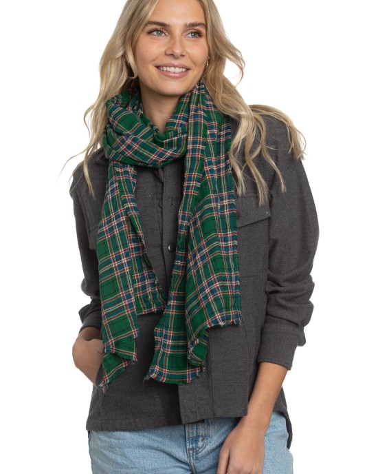 Scarf in Scottish Plaid Crinkle