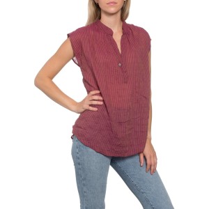 Montauk Top Pink Stripe Crinkle