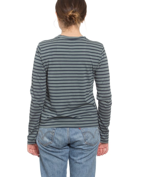 Classic Long Sleeve Stripe Tee in Moss