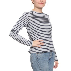 Classic Long Sleeve Stripe Tee in Pale Grey