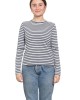 Classic Long Sleeve Stripe Tee in Pale Grey