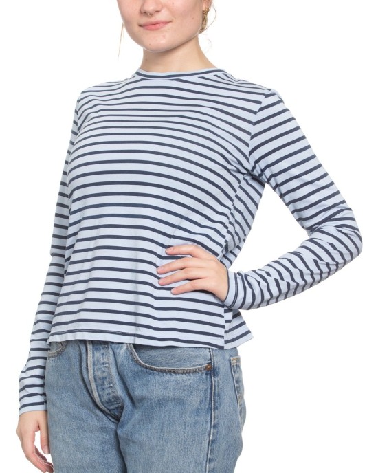 Classic Long Sleeve Stripe Tee in Topaz