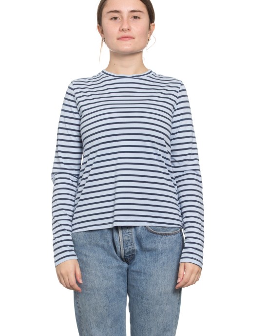 Classic Long Sleeve Stripe Tee in Topaz