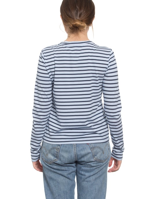 Classic Long Sleeve Stripe Tee in Topaz