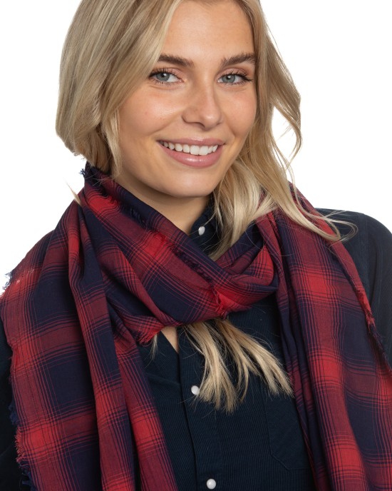 Scarf in Red Light Batiste Plaid