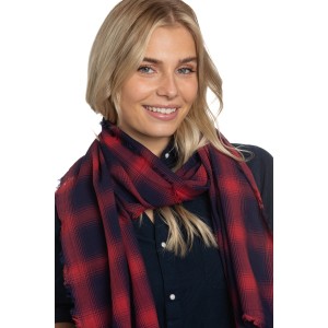 Scarf in Red Light Batiste Plaid