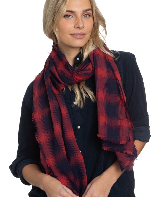 Scarf in Red Light Batiste Plaid