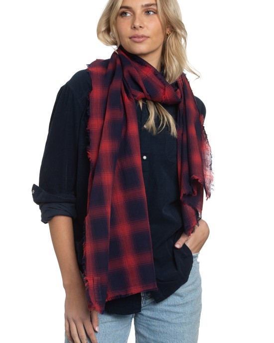 Scarf in Red Light Batiste Plaid