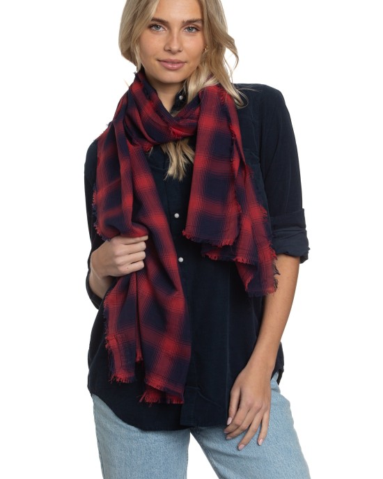 Scarf in Red Light Batiste Plaid