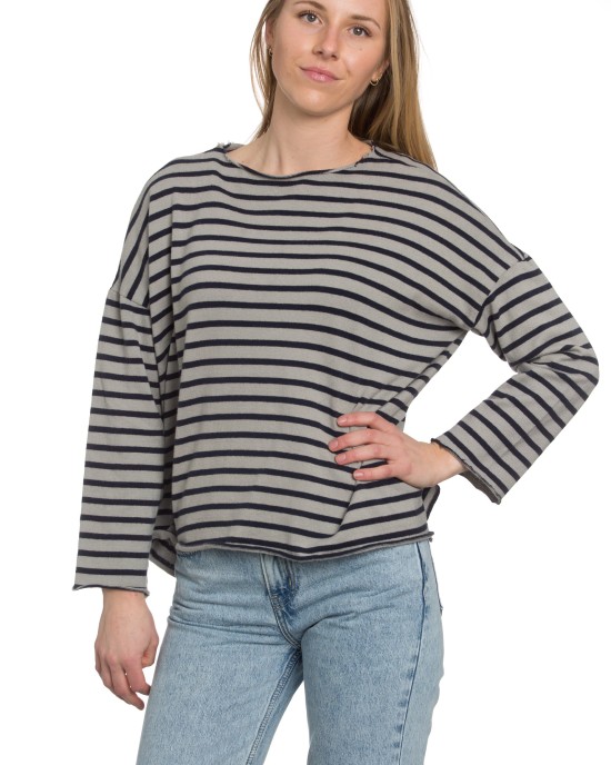 French Stripe Boatneck in Taupe