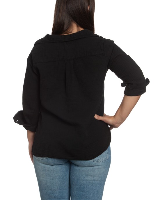 Hampton Pullover in Black Gauze