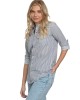 Western Shirt in White Blue Stripe Denim